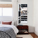 GAOMON Wooden Jewelry Storage Mirror Cabinet Wall Hanging Shelf - Brown