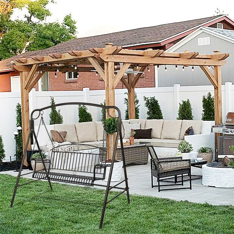 GAOMON Outdoor Garden Iron Wire Double Swing Chair Hanging Swing - Black