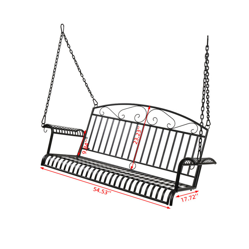 GAOMON Outdoor Garden Iron Wire Double Swing Chair Hanging Swing - Black