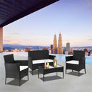 GAOMON 4PCS Rattan Table Chairs Set Includes Arm Chairs Coffee Table Brown