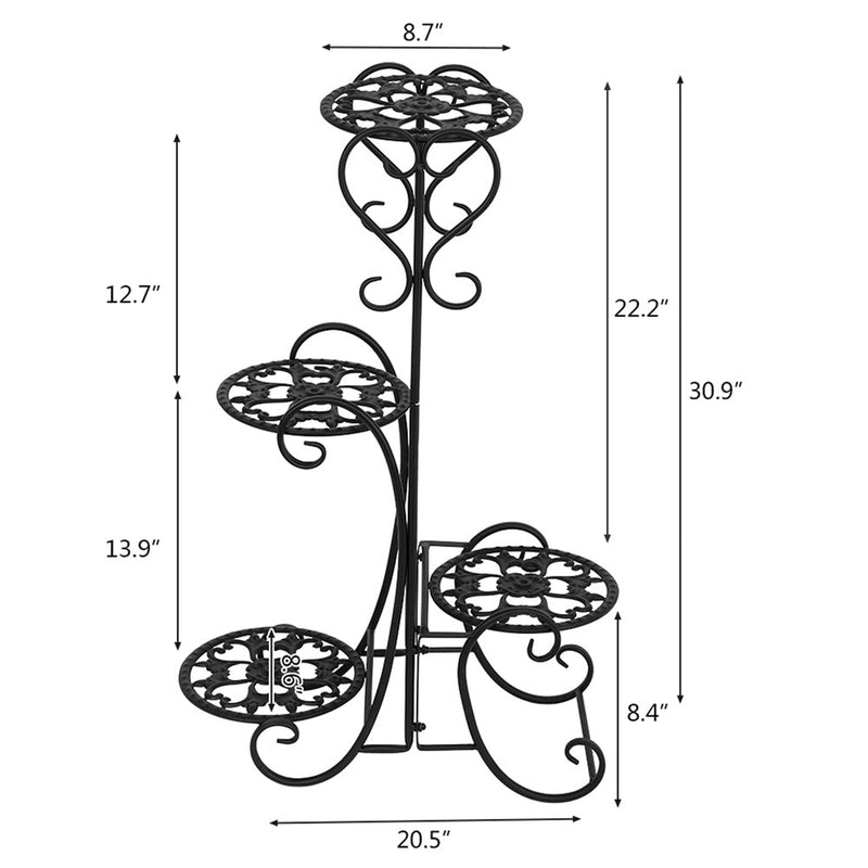 GAOMON 32.3 inches Plant Stand 4 Potted Metal Shelves Corner Plant Shelf - Square
