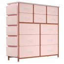 GAOMON Dresser for Bedroom with 12 Drawer, Entryway, Storage Organizer Unit with Fabric, Sturdy Metal Frame, Wood Tabletop, Easy Pull Handle - Pink
