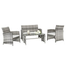 GAOMON 4PCS Rattan Table Chairs Set Includes Arm Chairs Coffee Table Brown