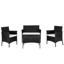 GAOMON 4PCS Rattan Table Chairs Set Includes Arm Chairs Coffee Table Grey