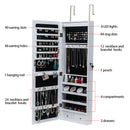 GAOMON Wooden Jewelry Storage Mirror Cabinet Wall-Mounted Organizer - Brown