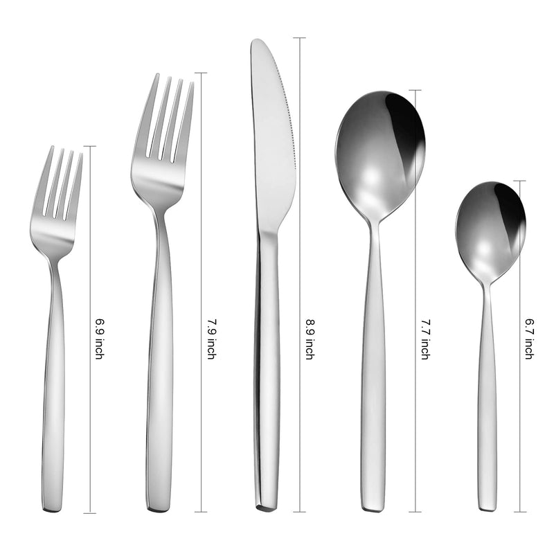 GAOMON 40 Piece Stainless Steel Kitchen Flatware Set - Silver