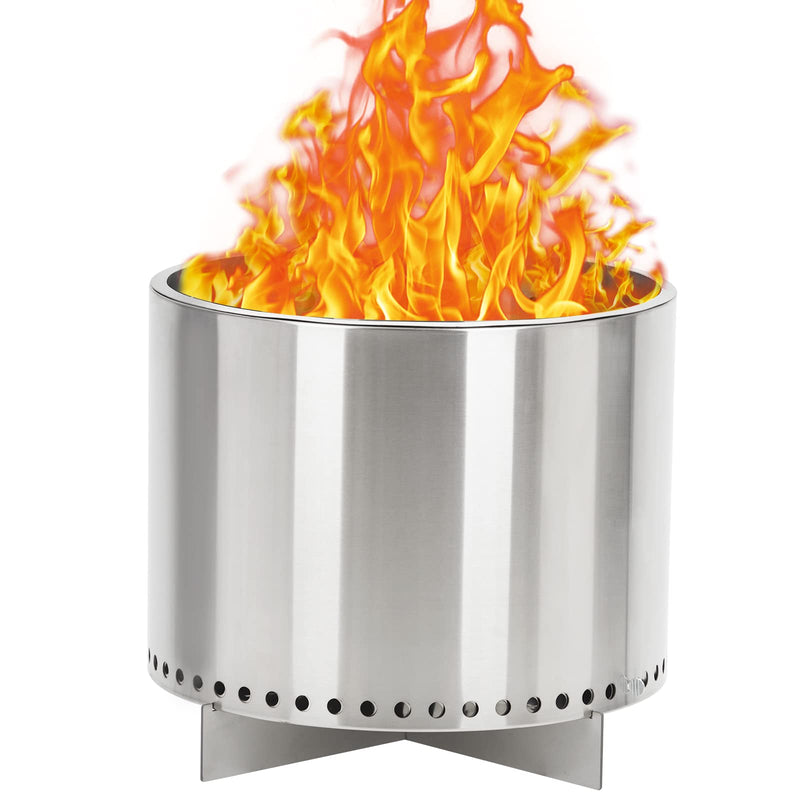 GAOMON 16.5 Inch Smokeless Fire Pit With Air Switch Wood Burning Portable Stainless Steel Outdoor Firepit