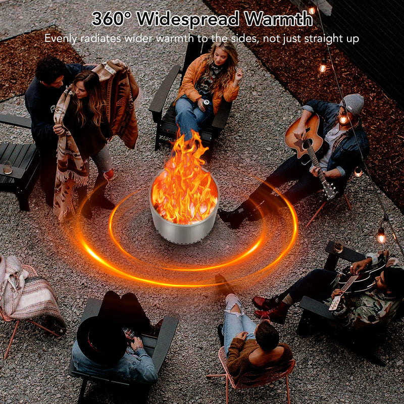 GAOMON 16.5 Inch Smokeless Fire Pit With Air Switch Wood Burning Portable Stainless Steel Outdoor Firepit