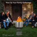 GAOMON 16.5 Inch Smokeless Fire Pit With Air Switch Wood Burning Portable Stainless Steel Outdoor Firepit