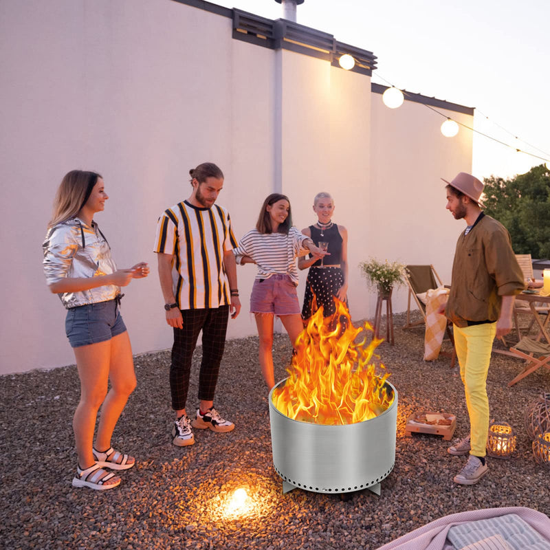 GAOMON 20.5 Inch Smokeless Fire Pit For Outdoor Wood Burning Without Handle Portable Stainless Steel Camping Stove
