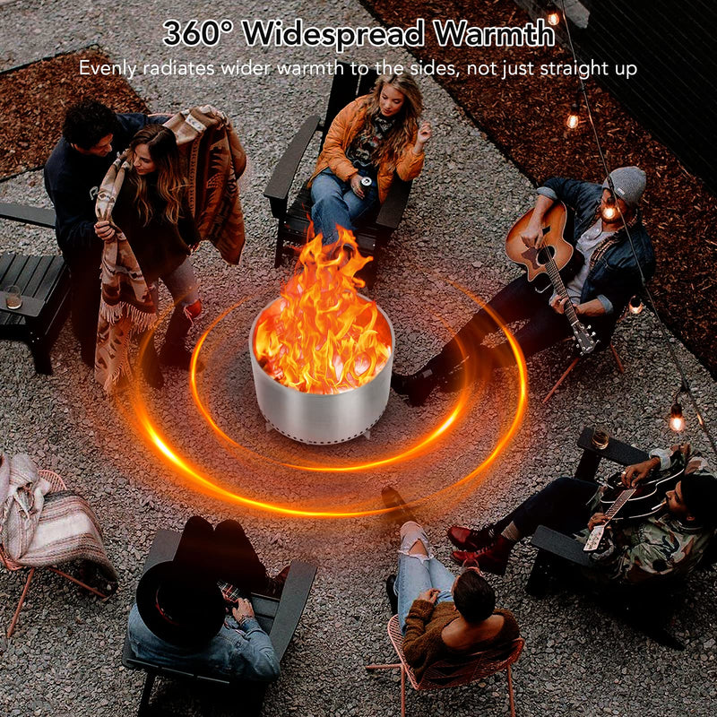 GAOMON 20.5 Inch Smokeless Fire Pit For Outdoor Wood Burning Without Handle Portable Stainless Steel Camping Stove