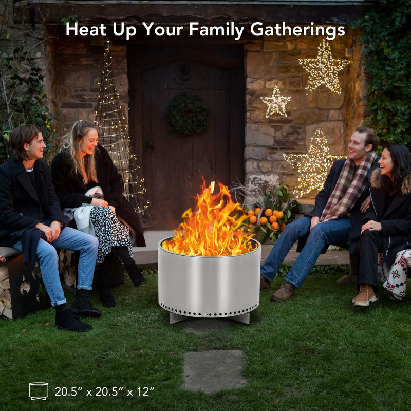 GAOMON 20.5 Inch Smokeless Fire Pit For Outdoor Wood Burning Without Handle Portable Stainless Steel Camping Stove