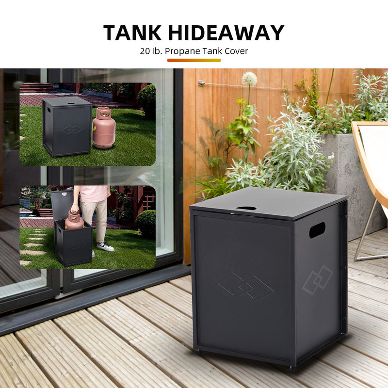 GAOMON Propane Metal Tank Cover Table for Gas Fire Pits Gas Tank Holder Storage Side Table for 20 Pound Propane Tank