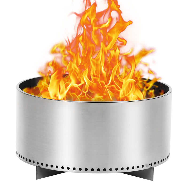 GAOMON 27 Inch Smokeless Fire Pit for Outdoor Wood Burning Portable Stainless Steel Camping Stove With Stand
