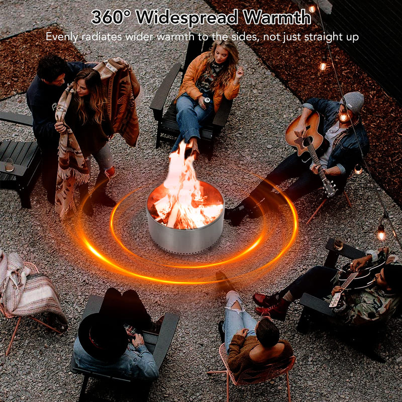 GAOMON 27 Inch Smokeless Fire Pit for Outdoor Wood Burning Portable Stainless Steel Camping Stove With Stand