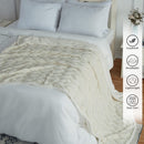 GAOMON Sherpa Fleece Soft Plush Jacquard Fluffy Throw Blanket Creamy White 50" x 60"