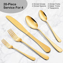 GAOMON 20 Piece S592 Stainless Steel Kitchen Flatware Set - Gold