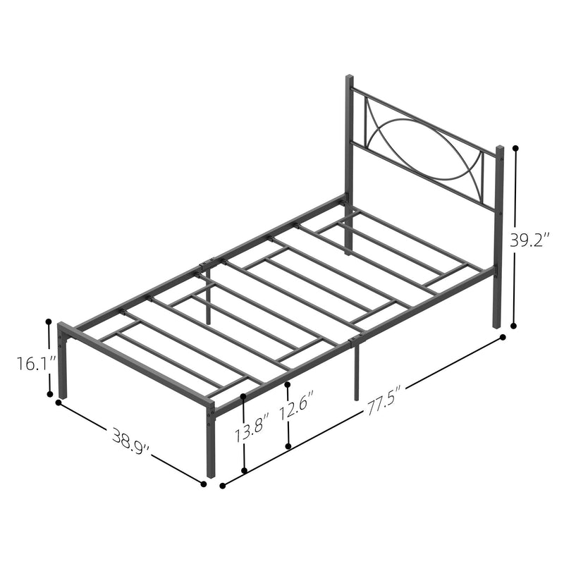 GAOMON Metal Platform Bed Frame with Sturdy Steel Bed Slats - Twin Size