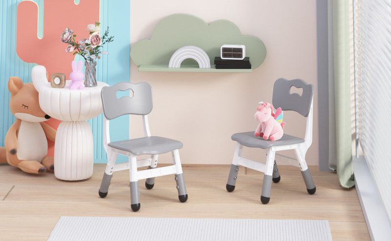 GAOMON Kids Chair, 3 Level Height Adjustable Kid Chair, Plastic Toddler Chairs for Children Boys Girls Age 2-6, Suitable for Home Family Classroom Nursery Indoor Use (2 Pack, Grey), UPC: 198290607532