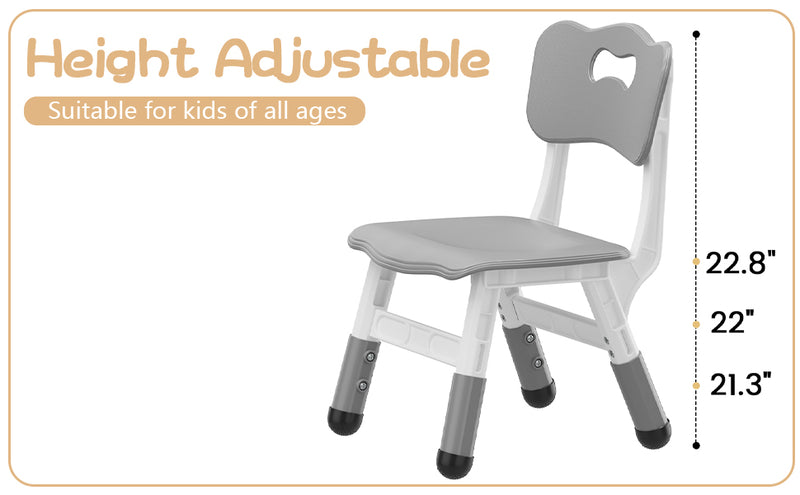 GAOMON Kids Chair, 3 Level Height Adjustable Kid Chair, Plastic Toddler Chairs for Children Boys Girls Age 2-6, Suitable for Home Family Classroom Nursery Indoor Use (2 Pack, Grey), UPC: 198290607532