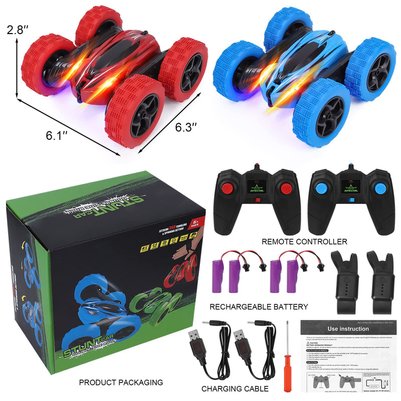 GAOMON 2Pack RC Stunt Car Watch Gesture Sensor Car Blue+Red