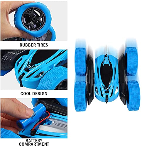 GAOMON Remote Control Car 1165A RC Stunt Car Toy Double Sided 360 Rotating Vehicle Blue