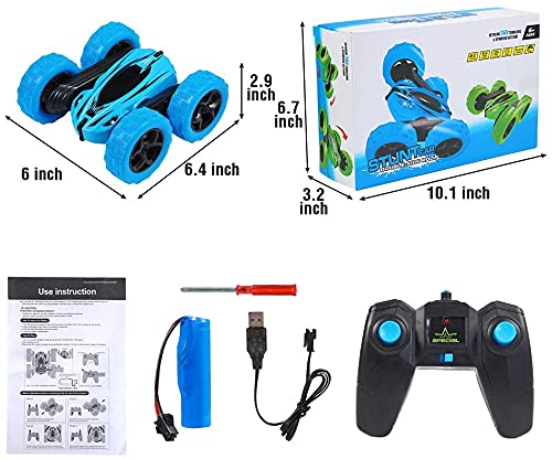 GAOMON Remote Control Car 1165A RC Stunt Car Toy Double Sided 360 Rotating Vehicle Blue
