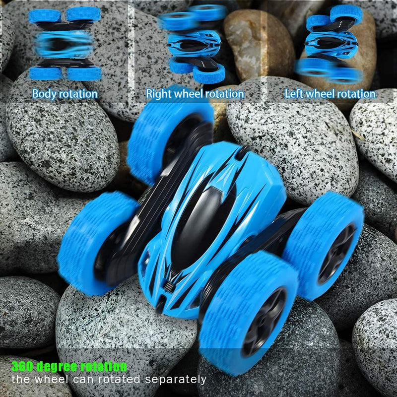 GAOMON Remote Control Car 1165A RC Stunt Car Toy Double Sided 360 Rotating Vehicle Blue