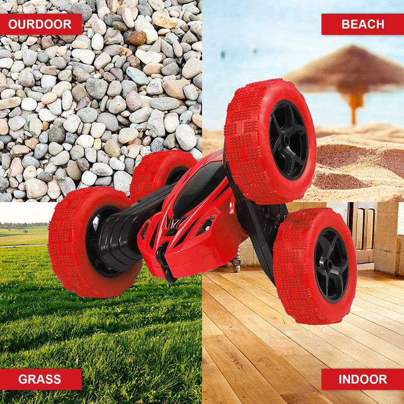 GAOMON Remote Control Car 1165A RC Stunt Car Toy Double Sided 360 Rotating Vehicle Red