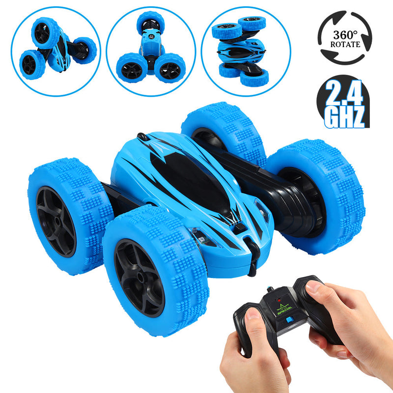 GAOMON Remote Control Car 1165A RC Stunt Car Toy Double Sided 360 Rotating Vehicle Blue