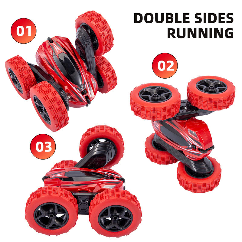 GAOMON Remote Control Car 1165A RC Stunt Car Toy Double Sided 360 Rotating Vehicle Red
