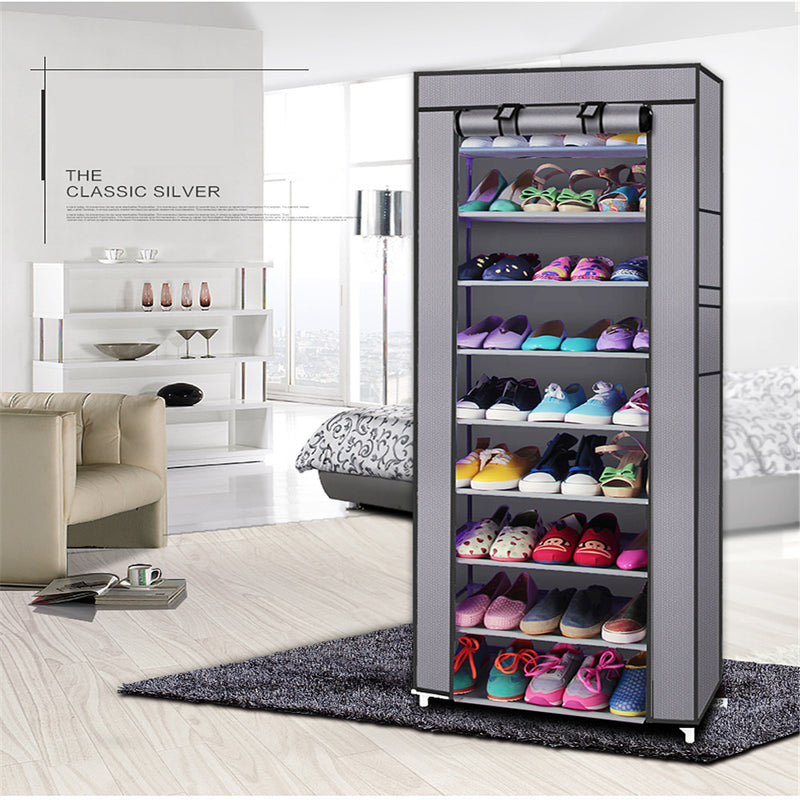GAOMON 10-layer Shoe Rack Room-Saving Shoe Cabinet Wine Red