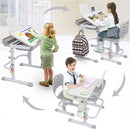GAOMON 70cm Kids Desk Chair Set Height Adjustable Children Study Desk Gray
