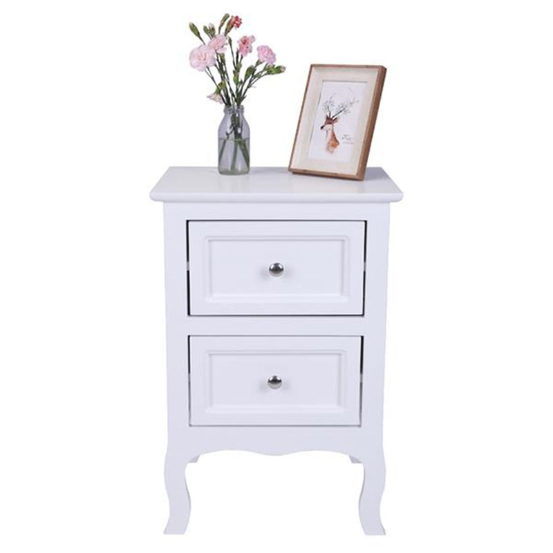 AMYOVE Rural Style Bedside Table Nightstands with 2 Drawers Storage Cabinet White