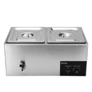ZOKOP 10.6QT/10L 2 Cells Bain Marie Food Warmer XTC1P-1/2 110V 600W Silver