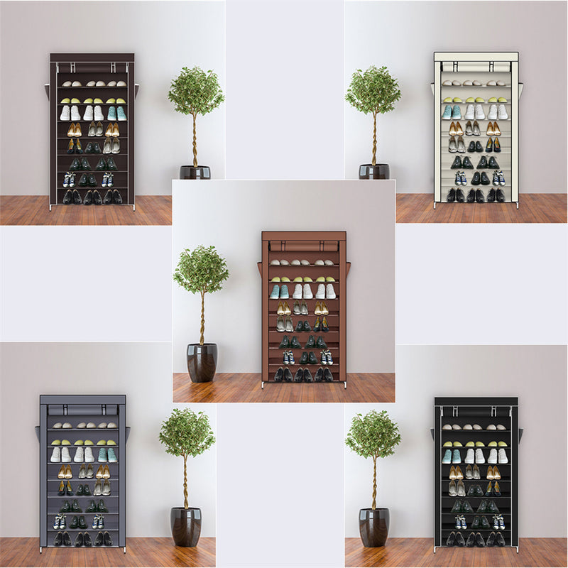 GAOMON Shoe Rack 10 Layers Widened Black Shoe Cabinet 160*30*88 Brown