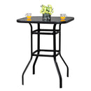 GAOMON Iron Patio High Bar Table 5mm Tempered Glass Exquisite Workmanship Table