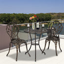 GAOMON 3pcs Tulip Bistro Set European Style Cast Aluminum Bronze Color Outdoor