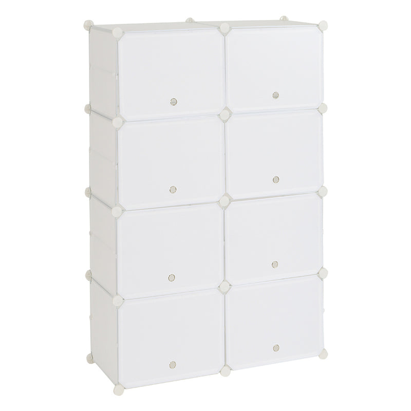 RONSHIN 2 Rows 7-tier 14 Grids Shoe Rack Organizer 40x30cm Cube Shoe Cabinet 72x32x122cm White