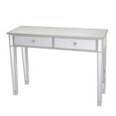 GAOMON Dressing Table Bedroom Table Glass Mirror Table with Two Drawers Silver