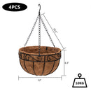GAOMON 4pcs 12 Inch Round Coconut Palm Hanging Basket Thickened Rust-Proof Plant Holder