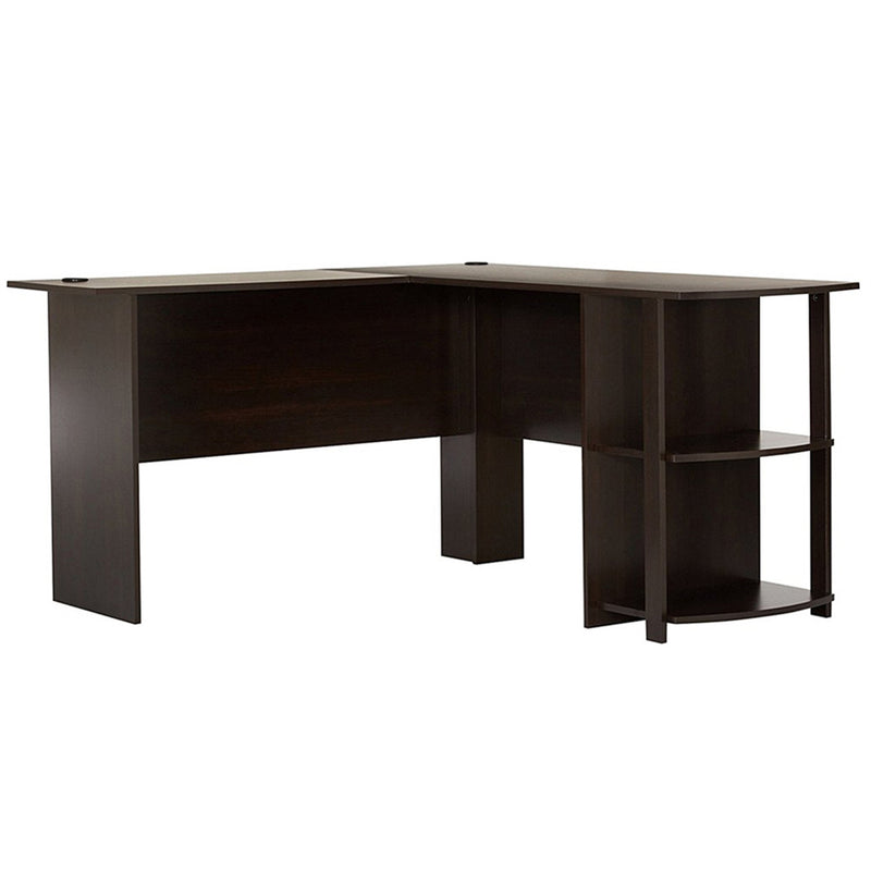 GAOMON L-shaped Wooden Right Angle Computer Desk With Two-layer Bookshelves
