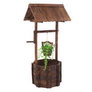 GAOMON Wooden Wishing Well with Roof Outdoor Rustic Retro Reinforced Anti-Corrosion Flowerpot
