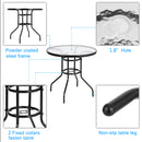 GAOMON Outdoor Round Dining Table Weather-Proof Yard Garden Tempered Glass Table