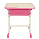 GAOMON Student Table Chair Set Adjustable White Paint Wood Grain Surface Plastic Pink