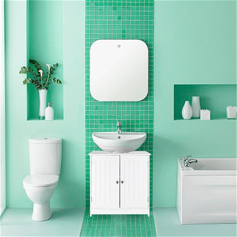 GAOMON 2-Door Storage Organizer Furniture Bathroom Sink Cabinet Bathroom Cabinet White