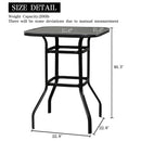 GAOMON Iron Patio High Bar Table 5mm Tempered Glass Exquisite Workmanship Table