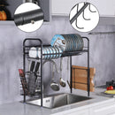 GAOMON Single Layer Bowl Rack Shelf Dish Drainer 90cm Black