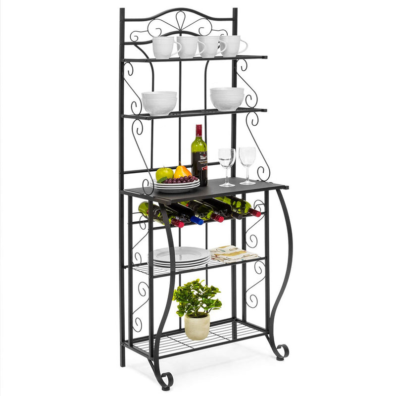 GAOMON 5-tier Metal Kitchen Rack Storage Holder Organizer Black