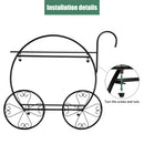 GAOMON 2-Tier Flower Pot Stand Garden Cart Design Plant Holder Black